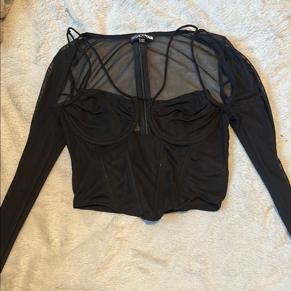 Fashion Nova Black Fitted Bustier Bodysuit